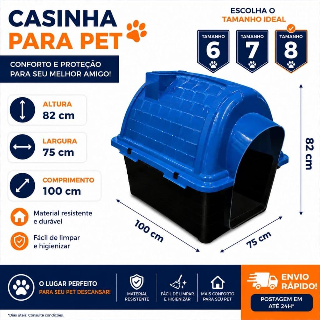 Casinha Pet Iglu Furacão Pet Para Cães de Medio e Grande Porte Plastico Reforçado