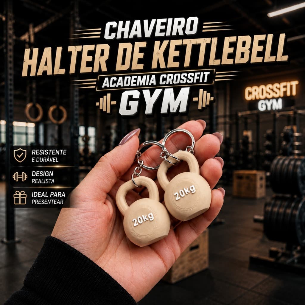 Chaveiro Halter de Kettlebell - Academia Crossfit GYM - Varias Cores
