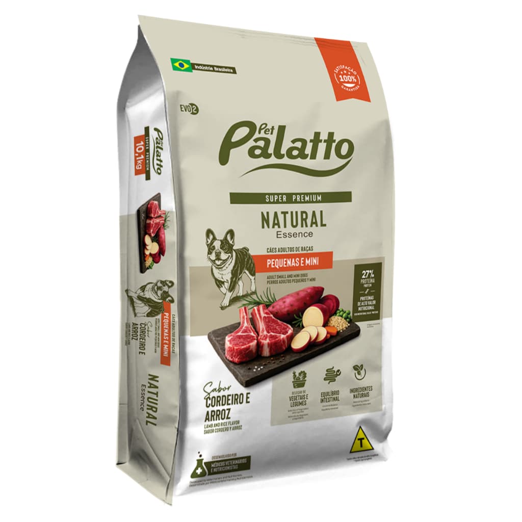 Ração Cães Raças Pequenas e Mini Pet Palatto Super Premium 10kg Natural Essence sem corantes artificiais