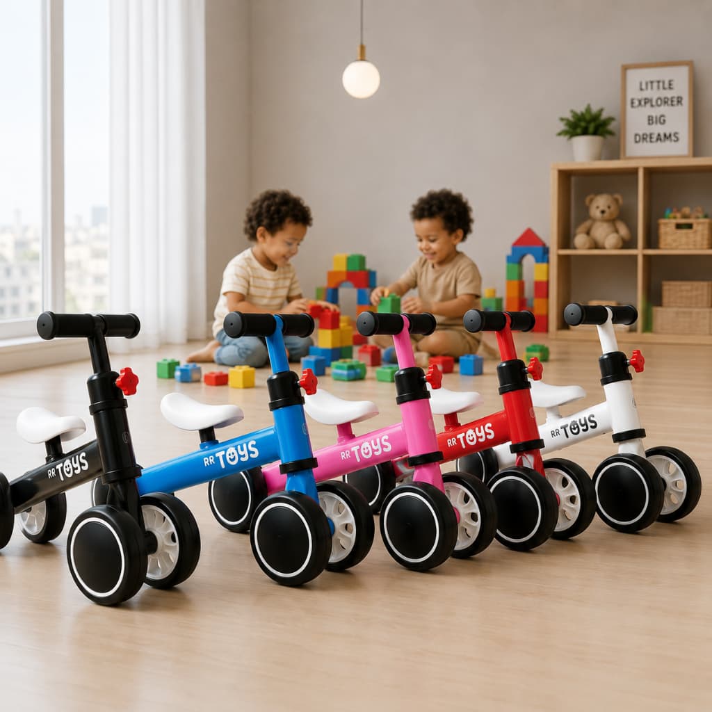 Brinquedo Bicicleta Andador de Equilíbrio Infantil de 4 Rodas sem Pedais Para Crianças Coloridas