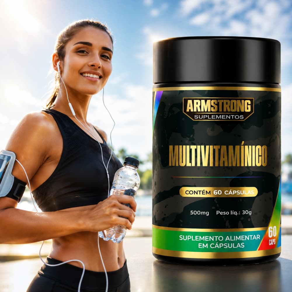 Multivitamínico + Vitaminas B1 B2 B3 B5 B12 + Biotina Zinco Magnésio 60 Cápsulas Armstrong Suplementos - Envio Imediato