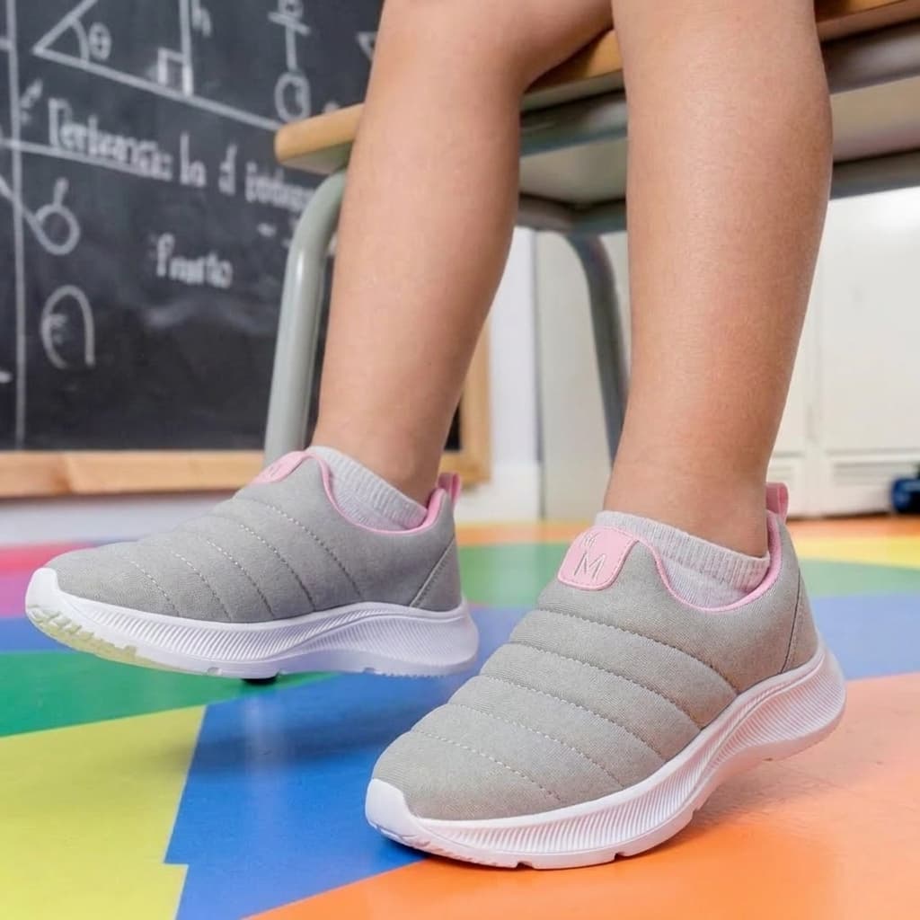 Tênis Infantil Calce Fácil Menina Confortável Escolar Leve Calçado Menina Casual Para Dia a Dia