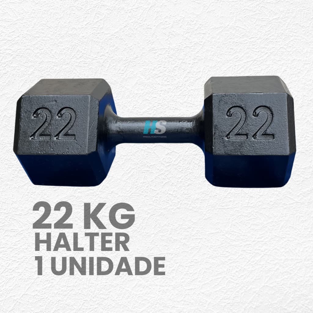 Halter Sextavado Pintado 22kg - Peso de Academia