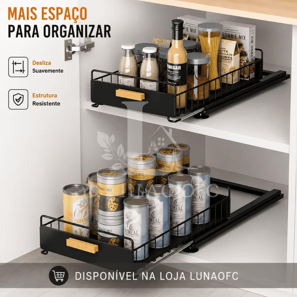 Organizador Deslizante Multiuso Armário Cozinha Banheiro Geladeira Pia Closet Gaveta Extensível Casa