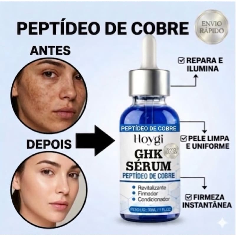 Sérum Facial GHK Pep-tídeos Azul Tratamento Facial Anti-Idade Clareador   Rugas Ultra Hidratante