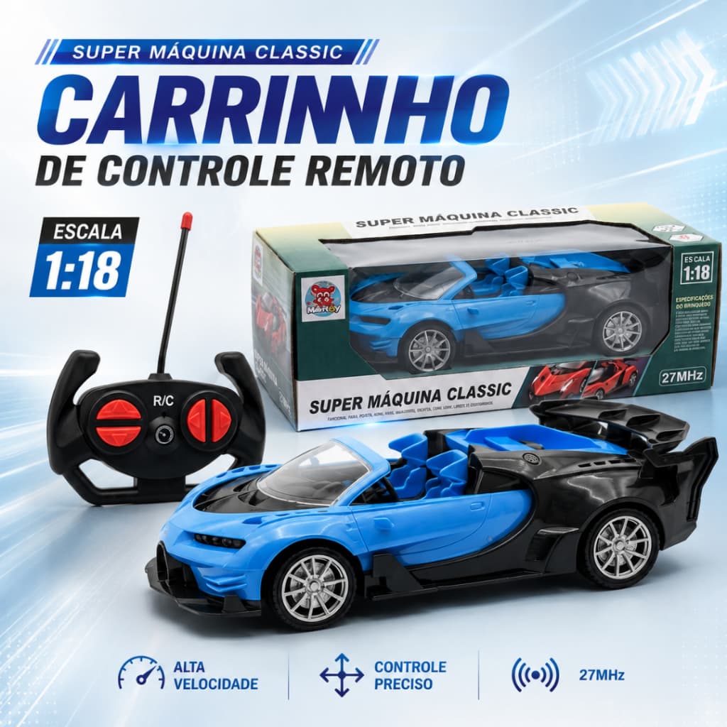 Carrinho De Controle Remoto Super Máquina Alta Velocidade Menino Azul
