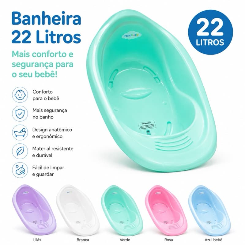 Banheira Plastibaby Para Bebê 22 Litros