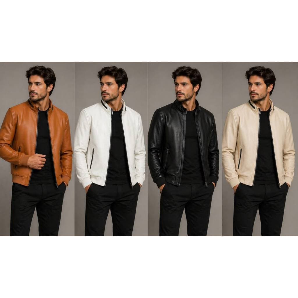 Jaqueta de Couro Slim Masculina com corte moderno e acabamento premium feita em couro