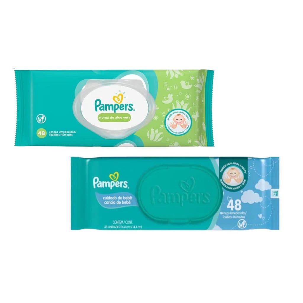 Lenços Umedecidos Pampers Toalhinhas – Kit Aloe Vera 48un + Cuidado De Bebê 48un
