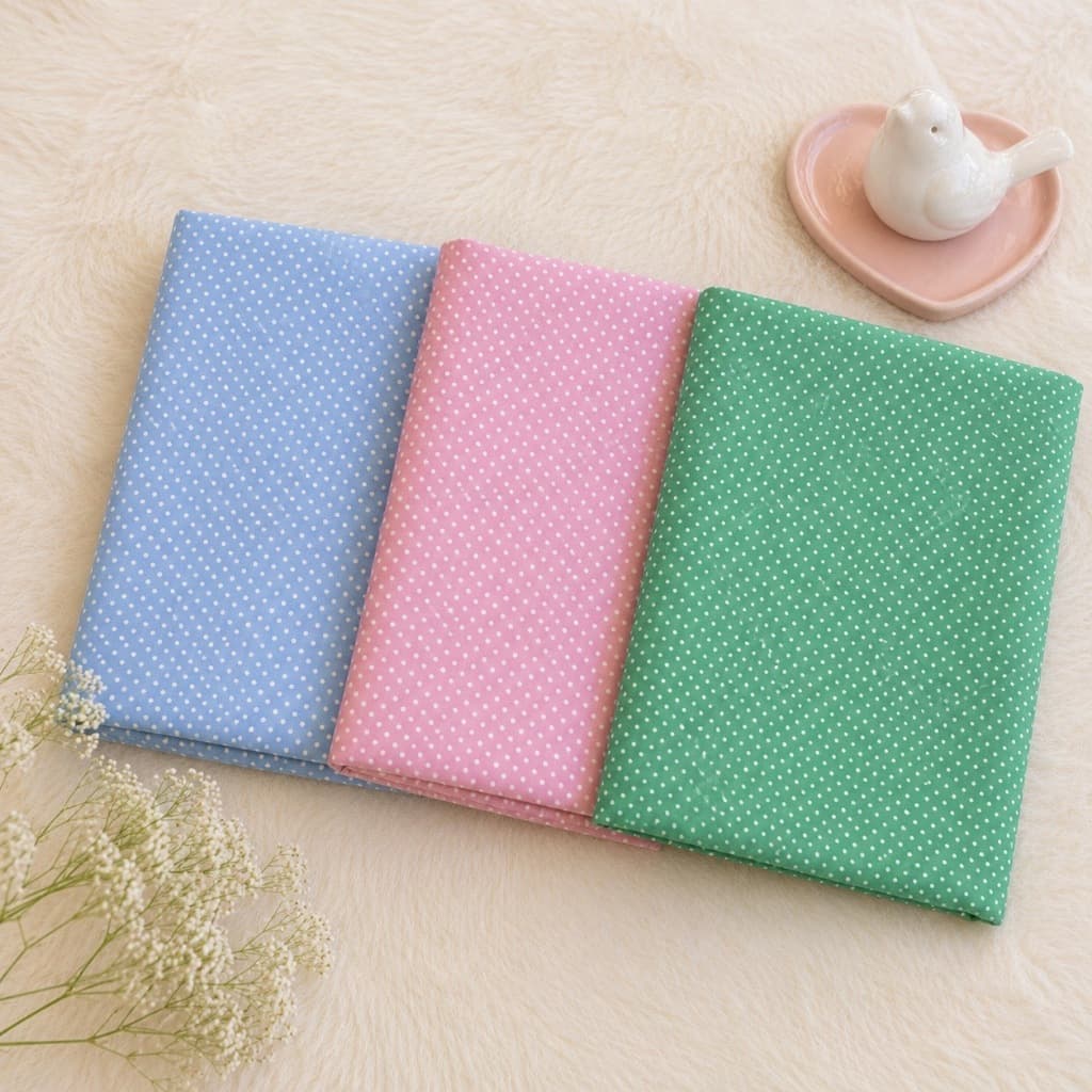 Kit Tecido Tricoline Poá 100% Algodão 3 Cortes 30x45cm Tons Pastel Azul Rosa Verde   Patchwork Artesanato