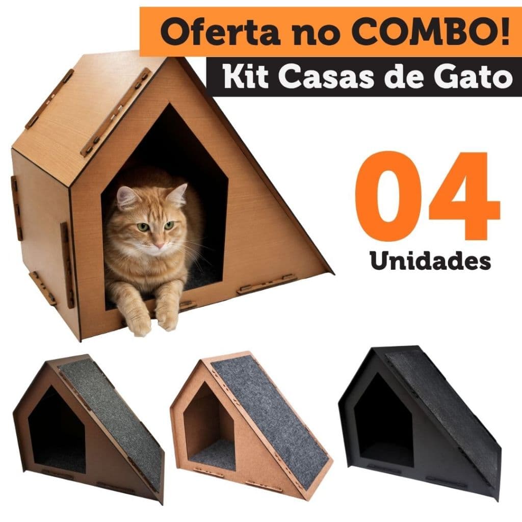 Casa De Gato Com Arranhador Em Carpete Nicho Casinha Pet Kit Completo Para Gatinho Brincar Descansar