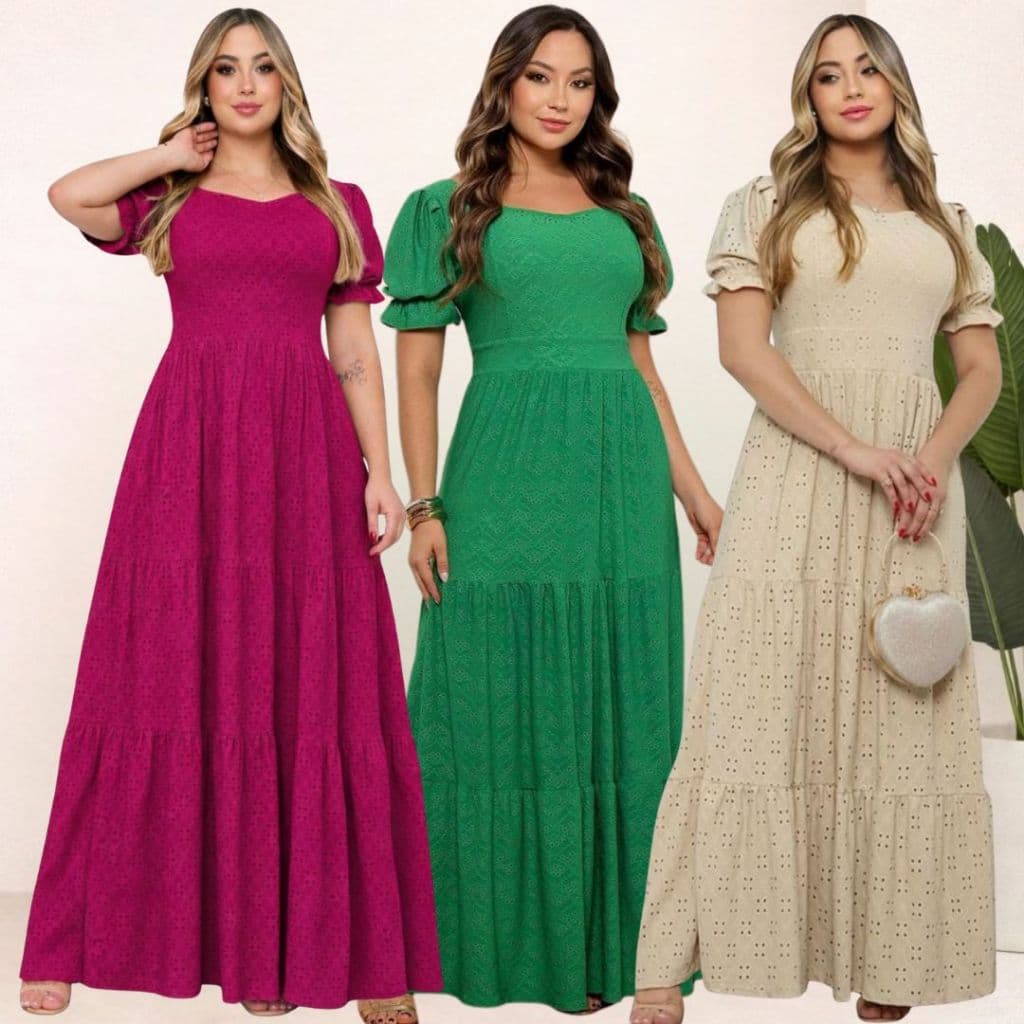 VESTIDO  LONGO TRÊS MARIAS  FEMININO LAISE  DE MALHA  COLORIDO