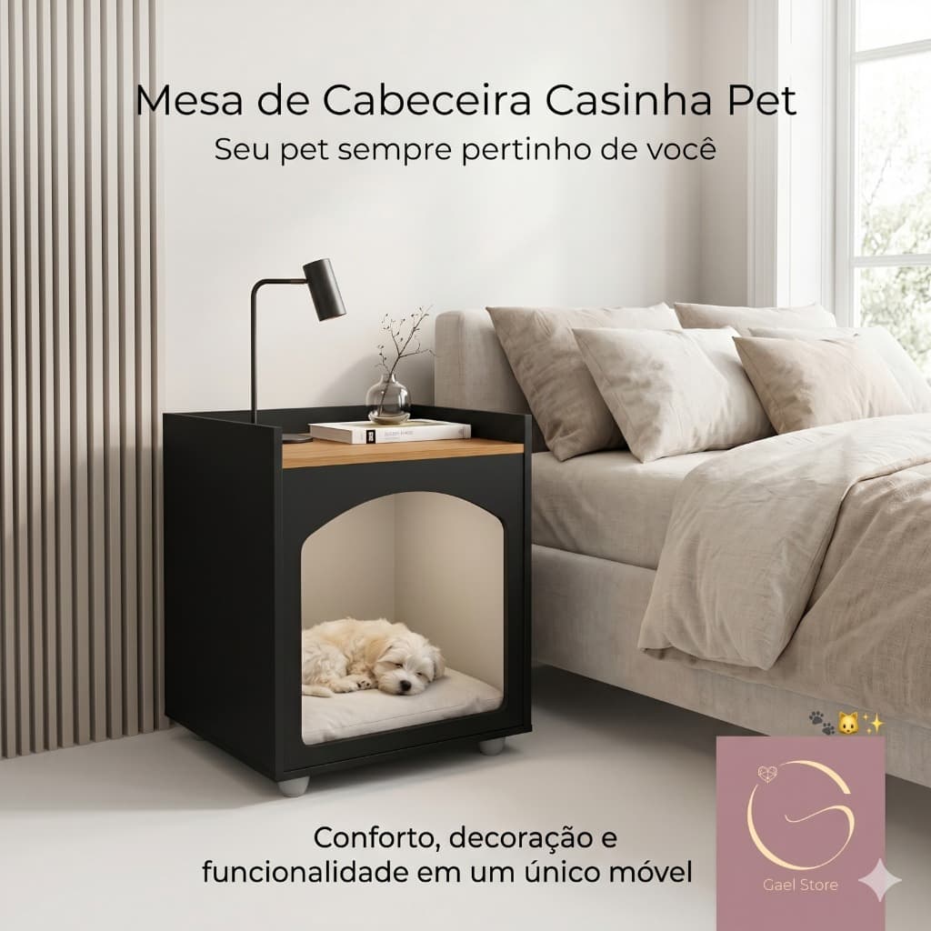 Mesa De Cabeceira Pet Casinha Para Cachorro E Gato Nicho Com Almofada Inclusa Estilo Moderno