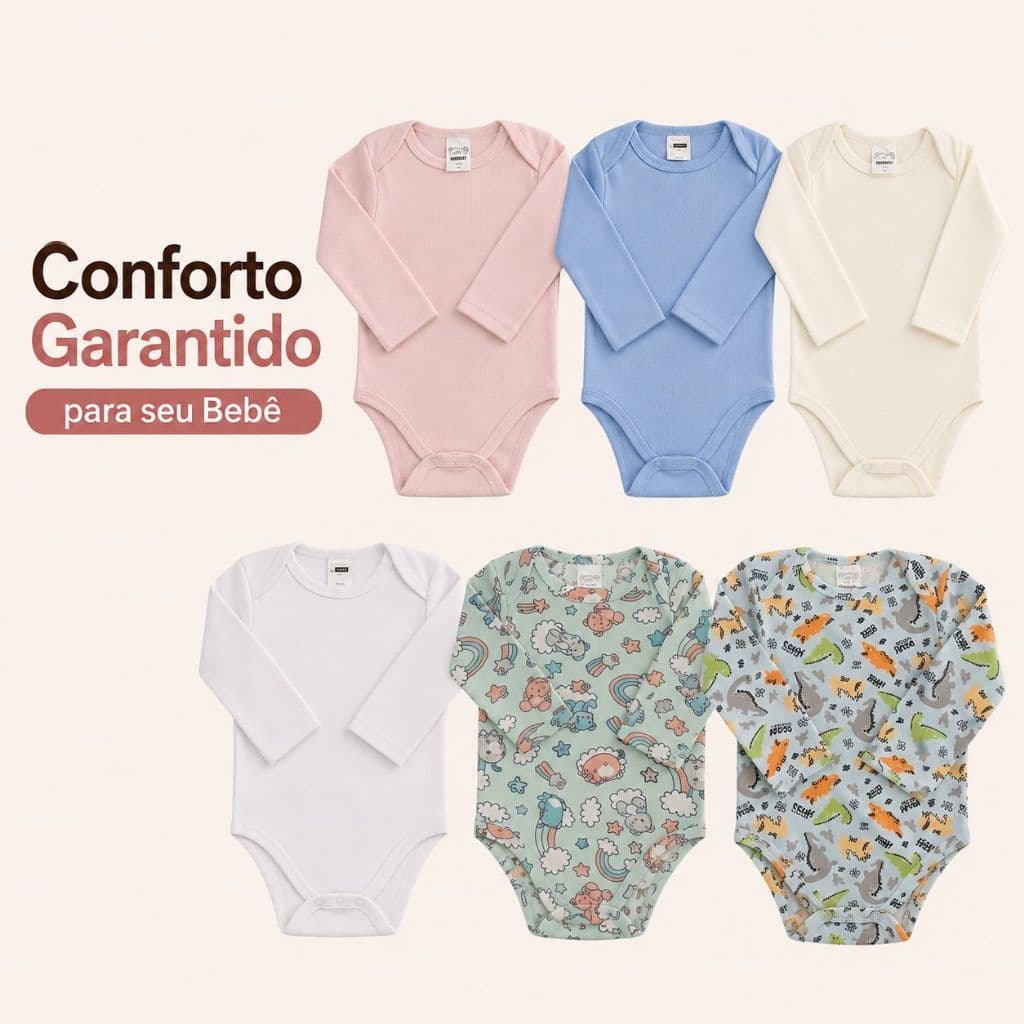 Body Bebe Manga Longa Menino Menina Unissex roupa de bebe monte seu kit