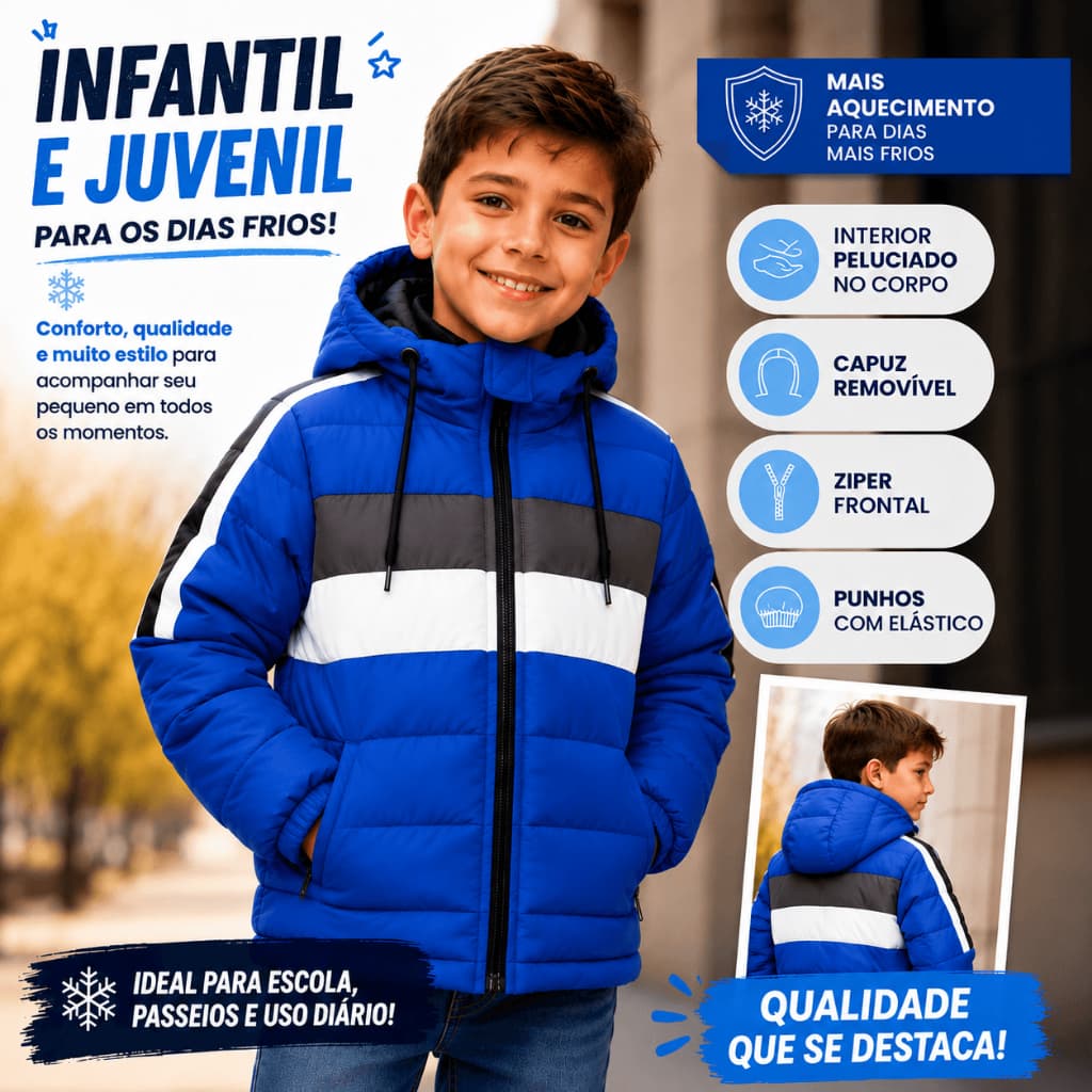 Bobojaco Jaqueta Infantil Juvenil Peluciada Masculina