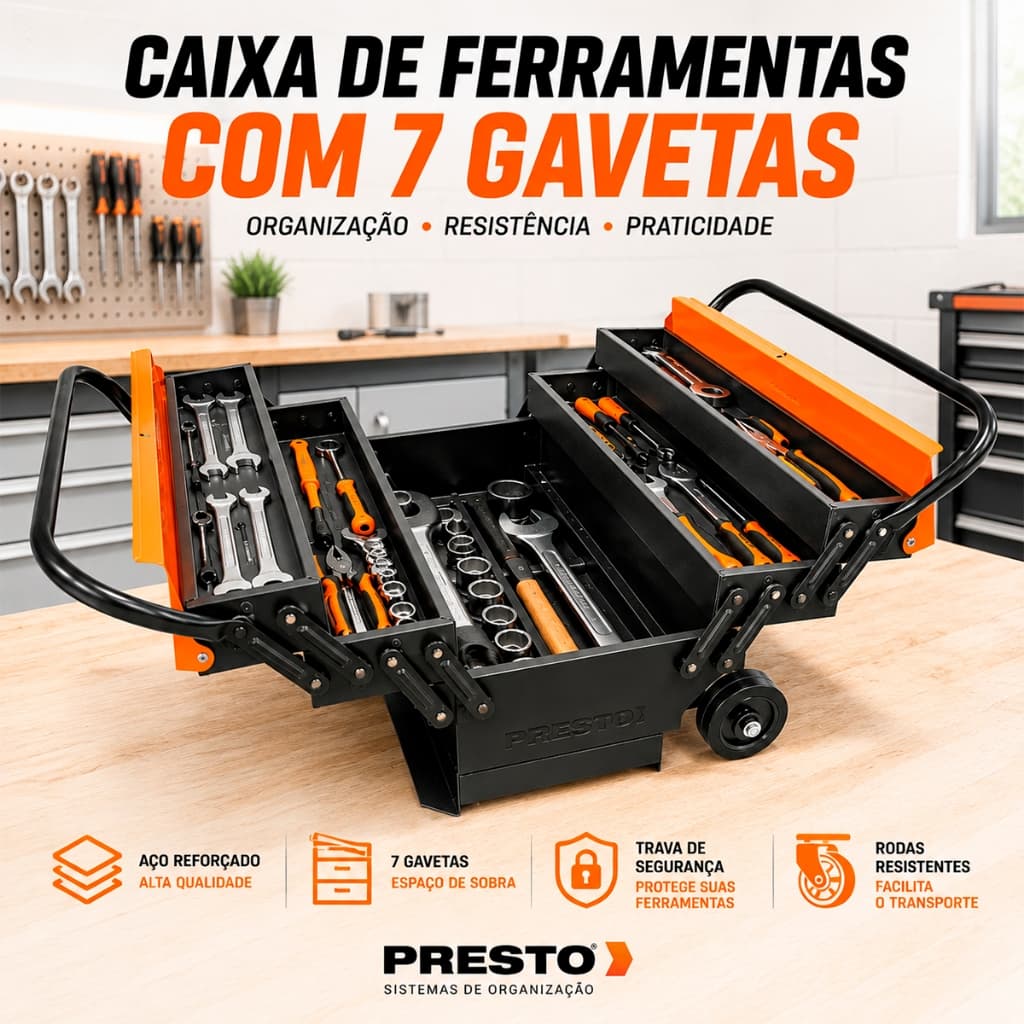 Caixa de Ferramentas Rodinhas Caixa Ferramenta 7 Gavetas Caixa Ferramenta Grande Profissional