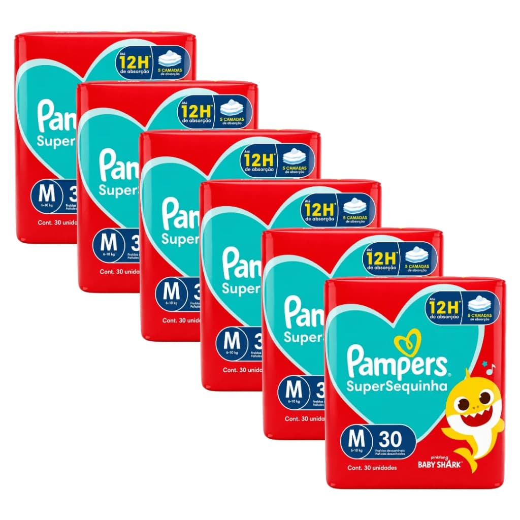 Kit 6 Pacotes Fralda Descartável Infantil Pampers Supersec Barato Revenda