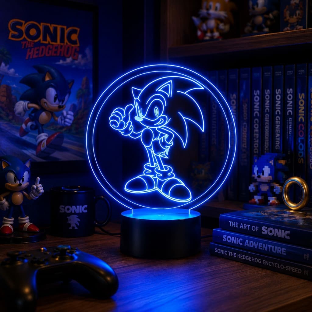 Luminária Led 3D Abajur | Sonic Game Geek Jogo Presente Criativo Decoração Multicores