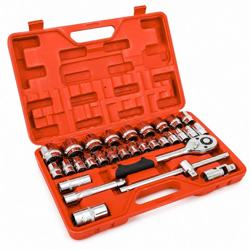 Kit Jogo de Soquetes com Chave Catraca 1/2" 32 Peças Ferramentas