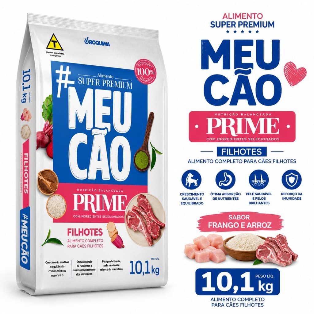 Ração Para Cachorro Filhote 10kg Meu Cão Super Premium Sabor Carnes Nobres 30% Proteína