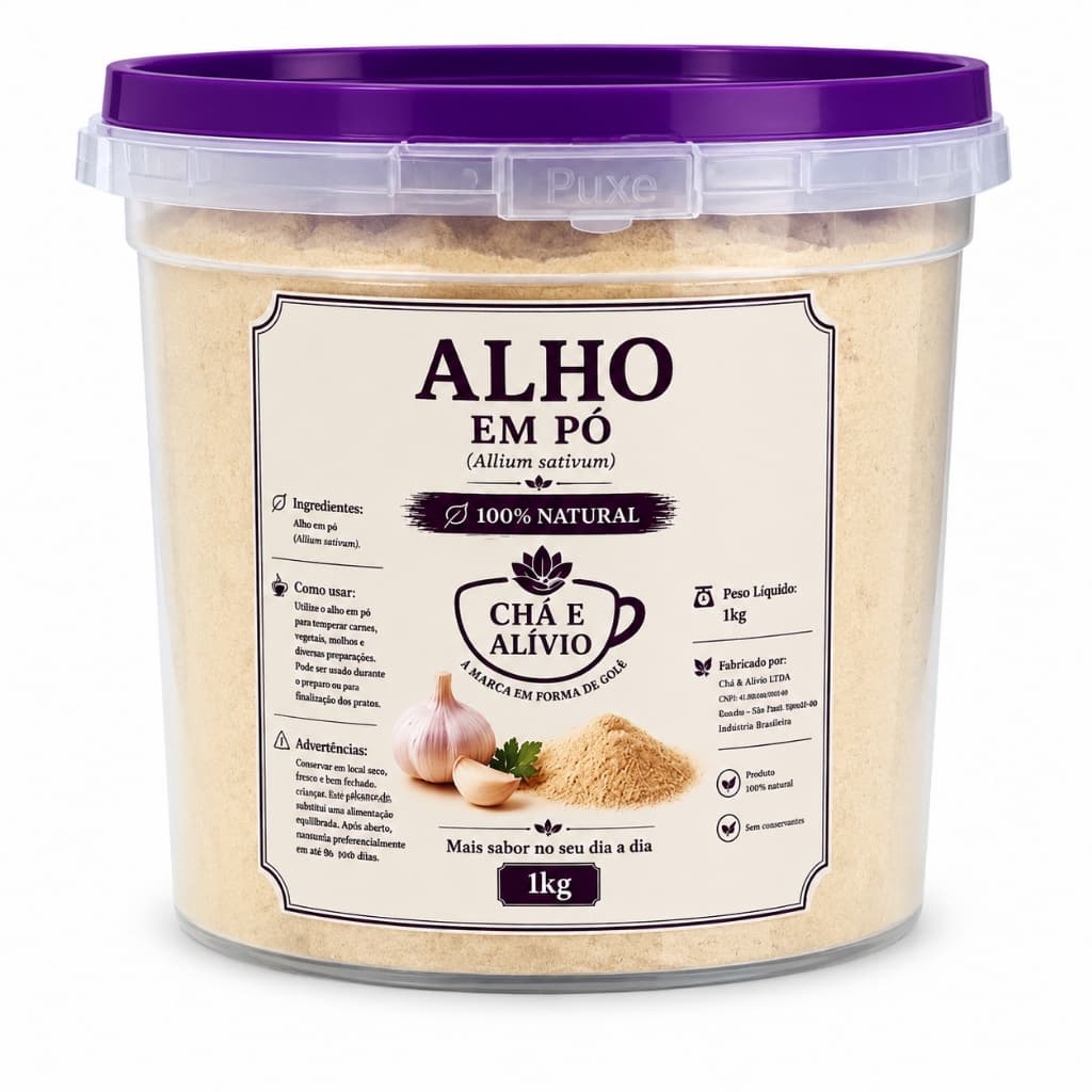 Alho Em Pó Balde 1kg Temperos Condimento Especiarias 100% Puro Natural Qualidade
