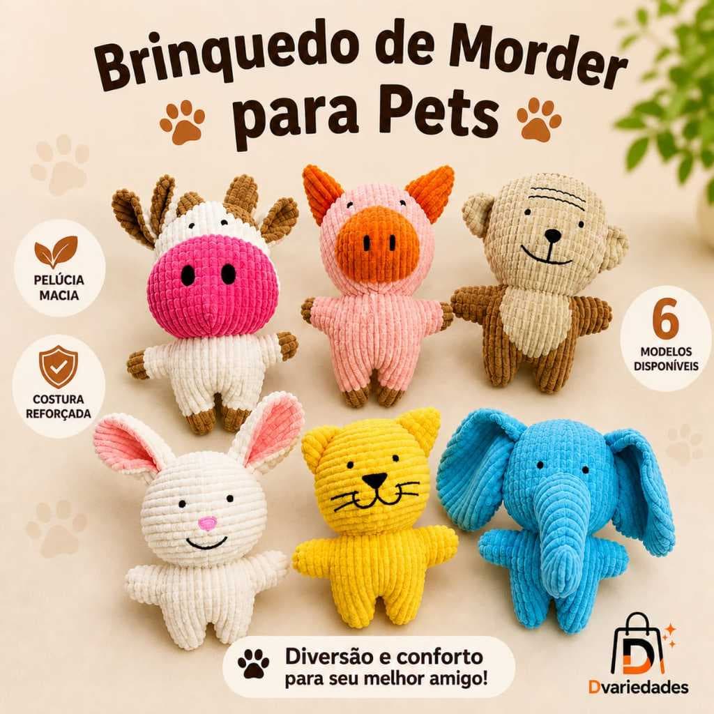Brinquedo Mordedor Pet Pelúcia Macia para Cachorro e Gato