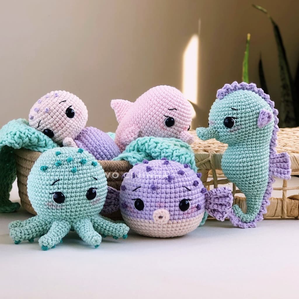 Kit Amigurumi Fundo Do Mar Crochê Decoração Quarto De Bebê