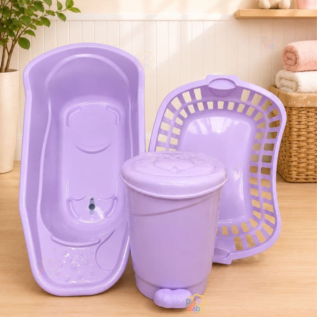 Banheira Bebê Multifuncional com Cesto de Roupa e Lixeira Organizador Banho Lavanderia