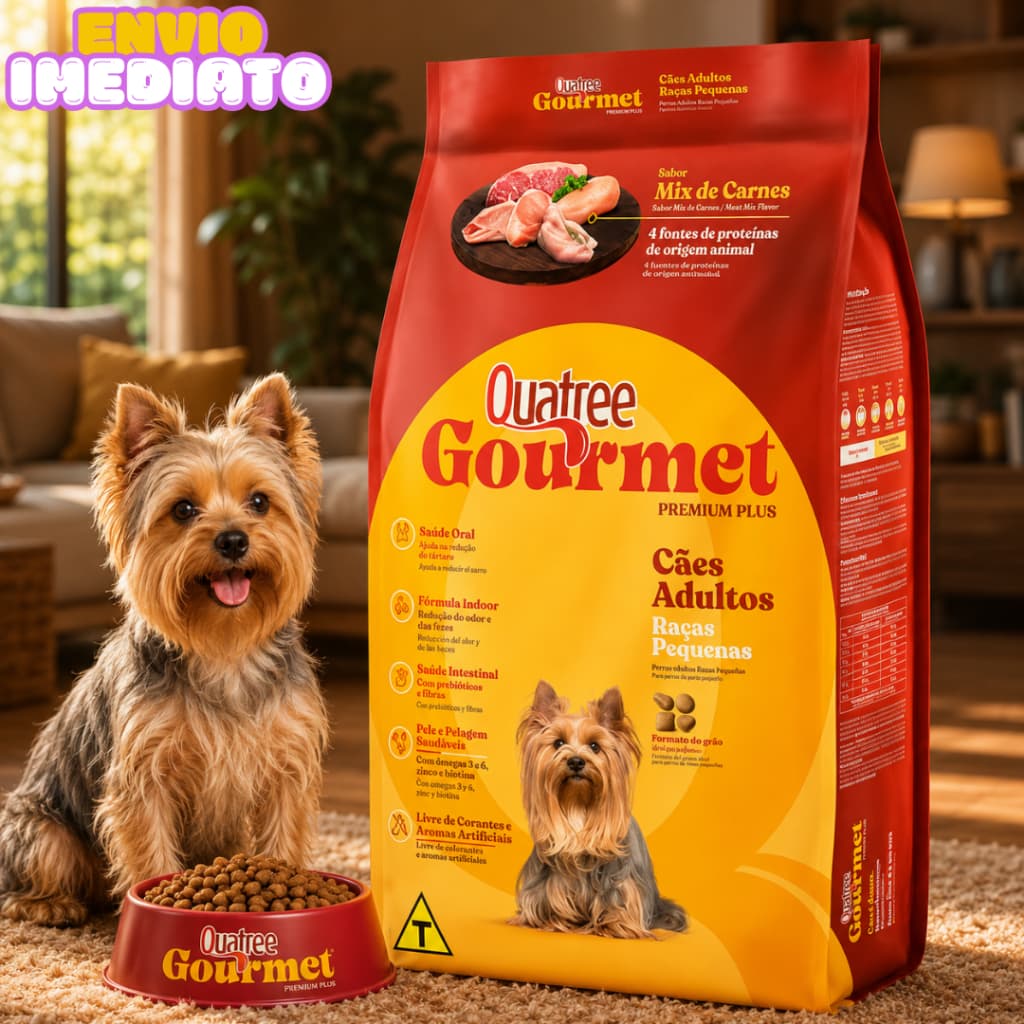 Ração para Cachorro Adulto Quatree Gourmet Raças Pequenas Premium Plus 10,1kg - Envio Imediato