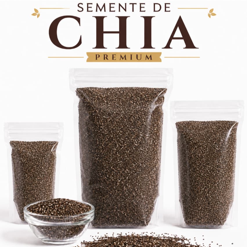 Semente de Chia Premium Natural Granel Alimentação Fitness Saudável Rica em Fibras Ômega-3