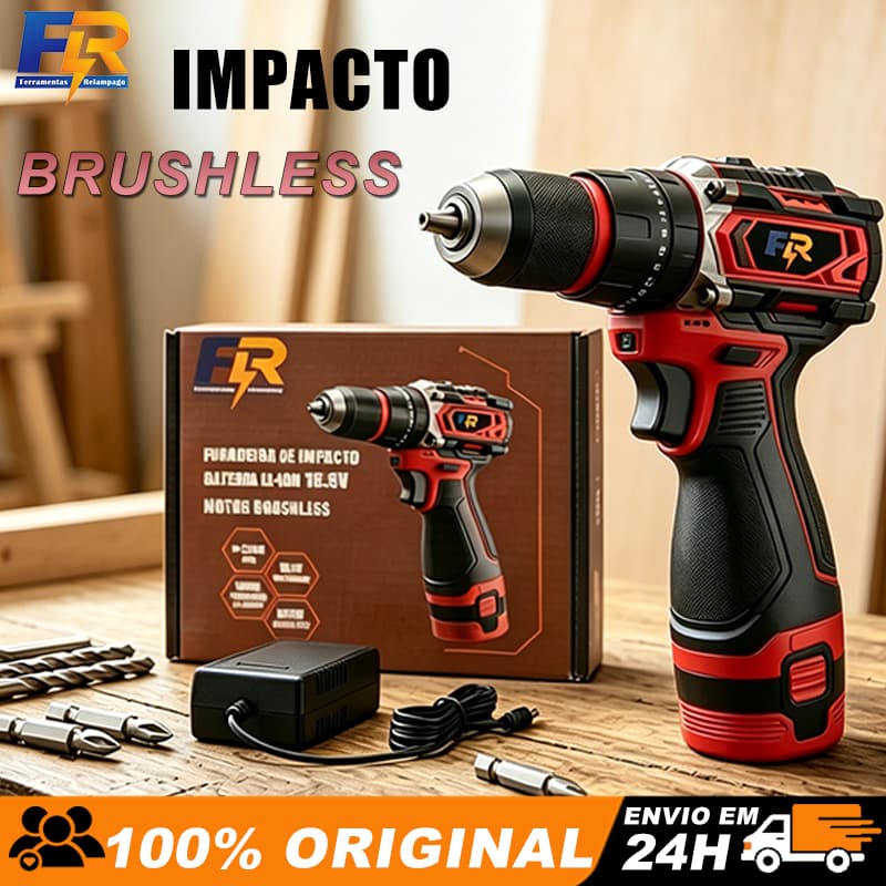 Furadeira Parafusadeira De Impacto Sem Escovas 16.8V 60Nm 2 Baterias Acompanha 2 Bits E 3 Brocas