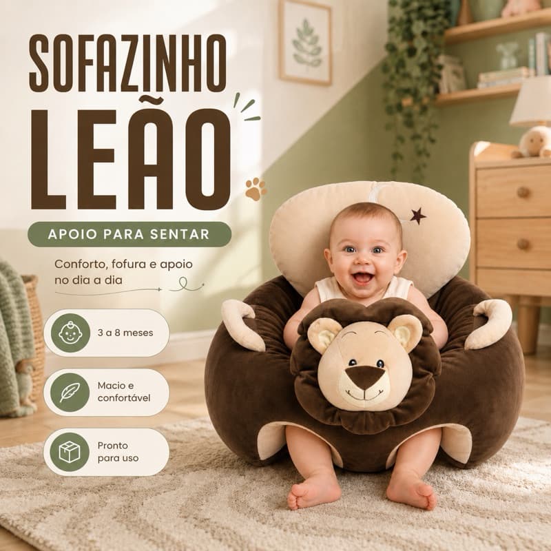 Assento para Bebê Sofazinho Infantil Apoio para Sentar Pelúcia Macio 3 a 8 Meses Presente