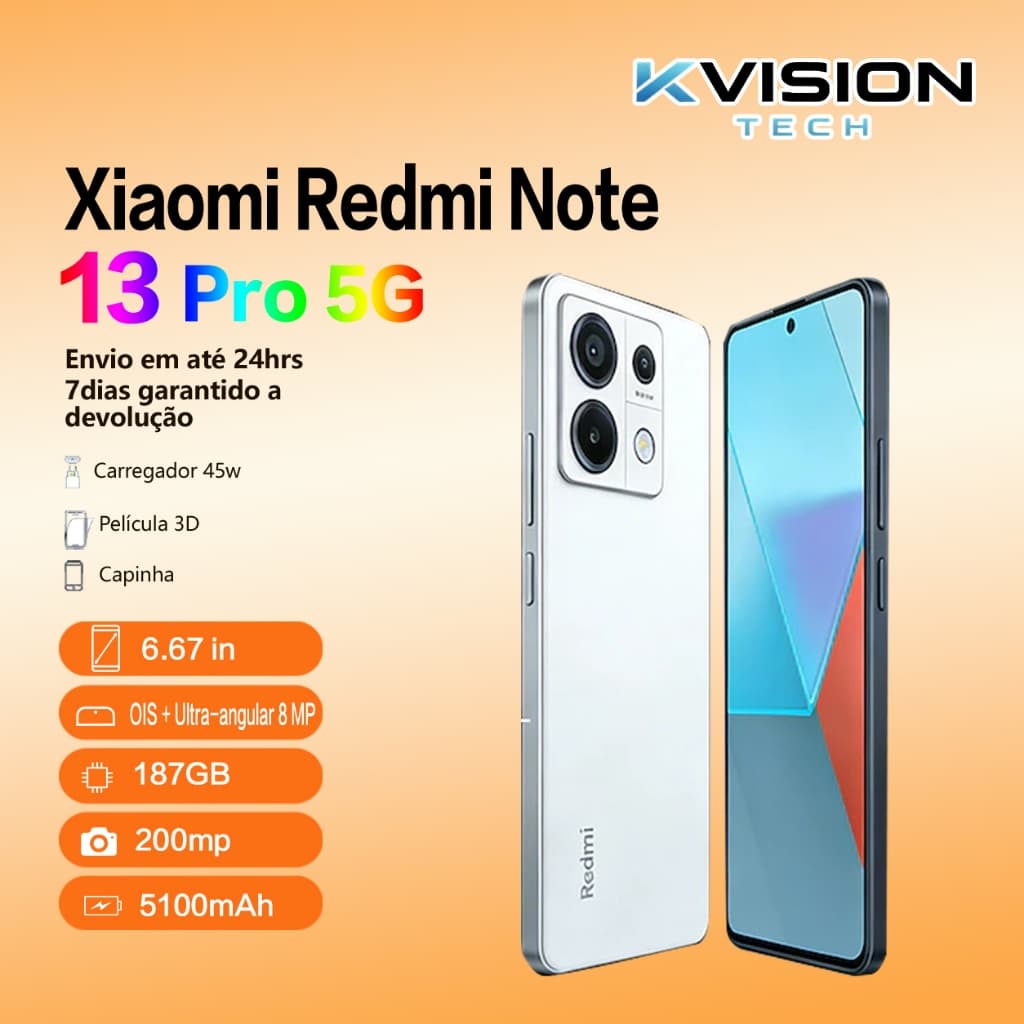 Smartphone Xiaomi Redmi Note 13 Pro 5G NFC Versão Global com NF