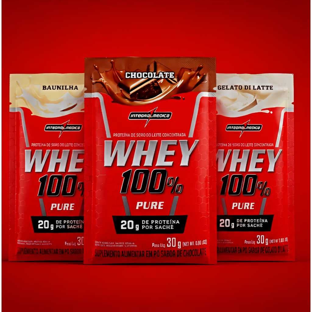Kit Degustação Whey Protein Integralmédica 3 Sachês 30g Chocolate Baunilha Gelato Di Latte