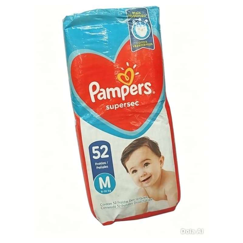 Fralda Pampers Supersec Hiperm M - 52 Tiras