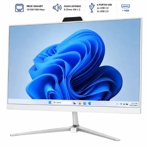 Computador All In One Grasep 23,8" Intel Core i5 8GB SSD 512GB Full HD HDMI Wi-Fi Bluetooth Webcam