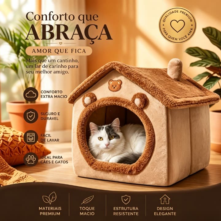 Um cantinho à prova de vento só para o seu pet, a casinha do ursinho garante boas noites de sono