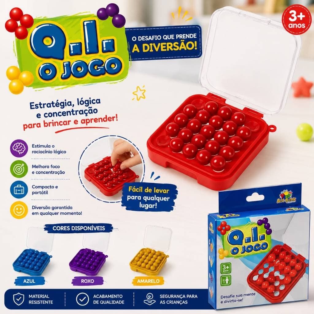 Jogo de Lógica Q.I Infantil Educativo Quebra Cabeça Educativo Desafio Raciocínio Brinquedo