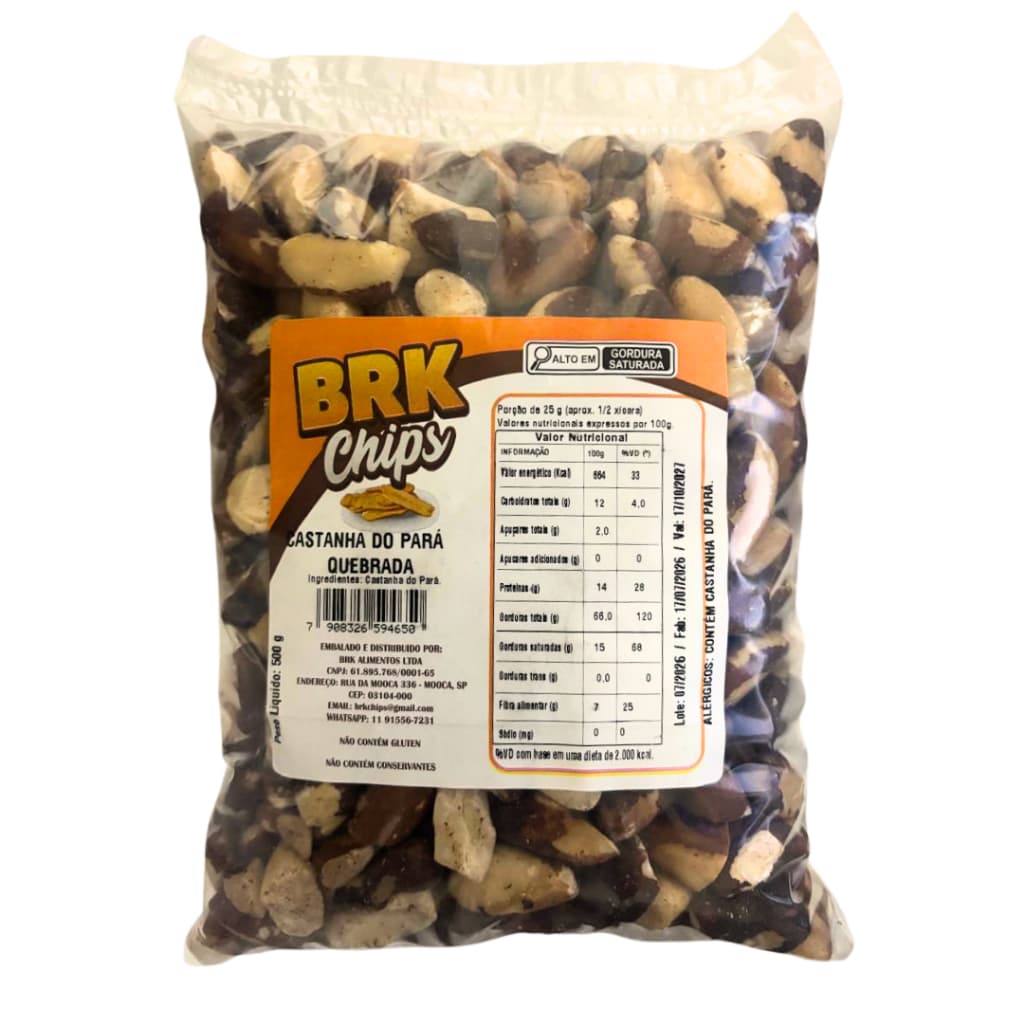 Castanha do Pará Pedaço/Quebrada 250g 500g 1kg | Snack Saudável Natural | BRK Chips