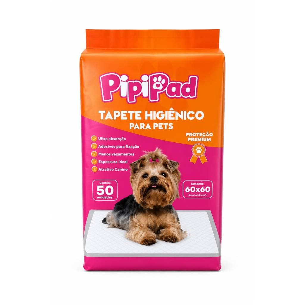 50 Tapete Higiênico Descartável para Cachorro Gato Unidades 60x60 cm - Fralda Pet Xixi Cão Pequeno Médio Pet