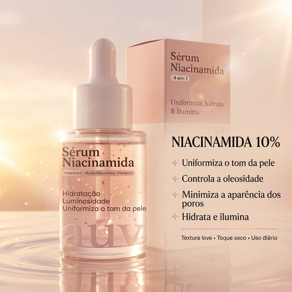 Sérum Facial Niacinamida 5% | Oleosidade, Acne e Poros | Pele Uniforme | Auvée 30ml