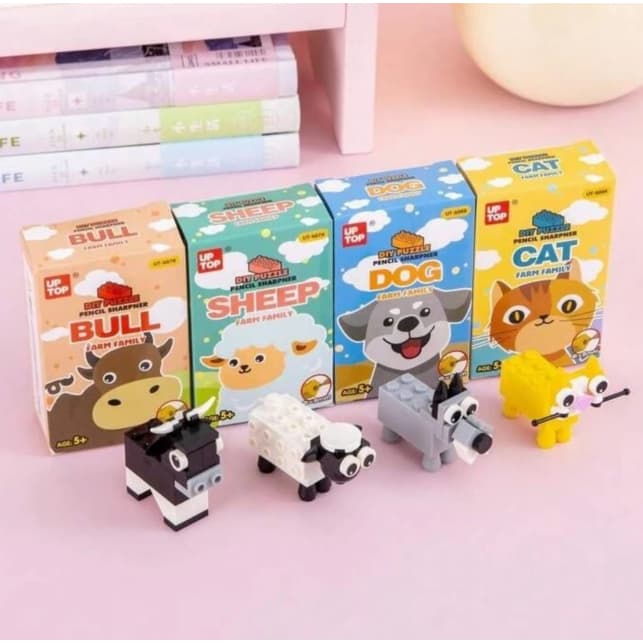 Apontador de Animais para Montar DIY Blocos de Montar Kawaii Aponta Lápis Material Escolar Papelaria Infantil Presente
