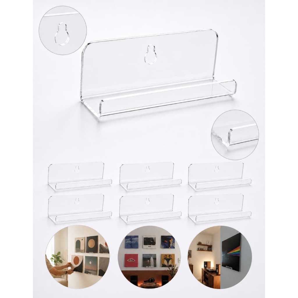 Kit  Suporte Parede Prateleira Organizador Disco Vinil Lp