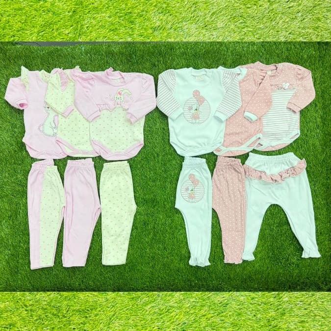 Kit para bebê feminino com 3 body manga longa ou 3 calças em suedine de algodão, enxoval, conforto do bebê