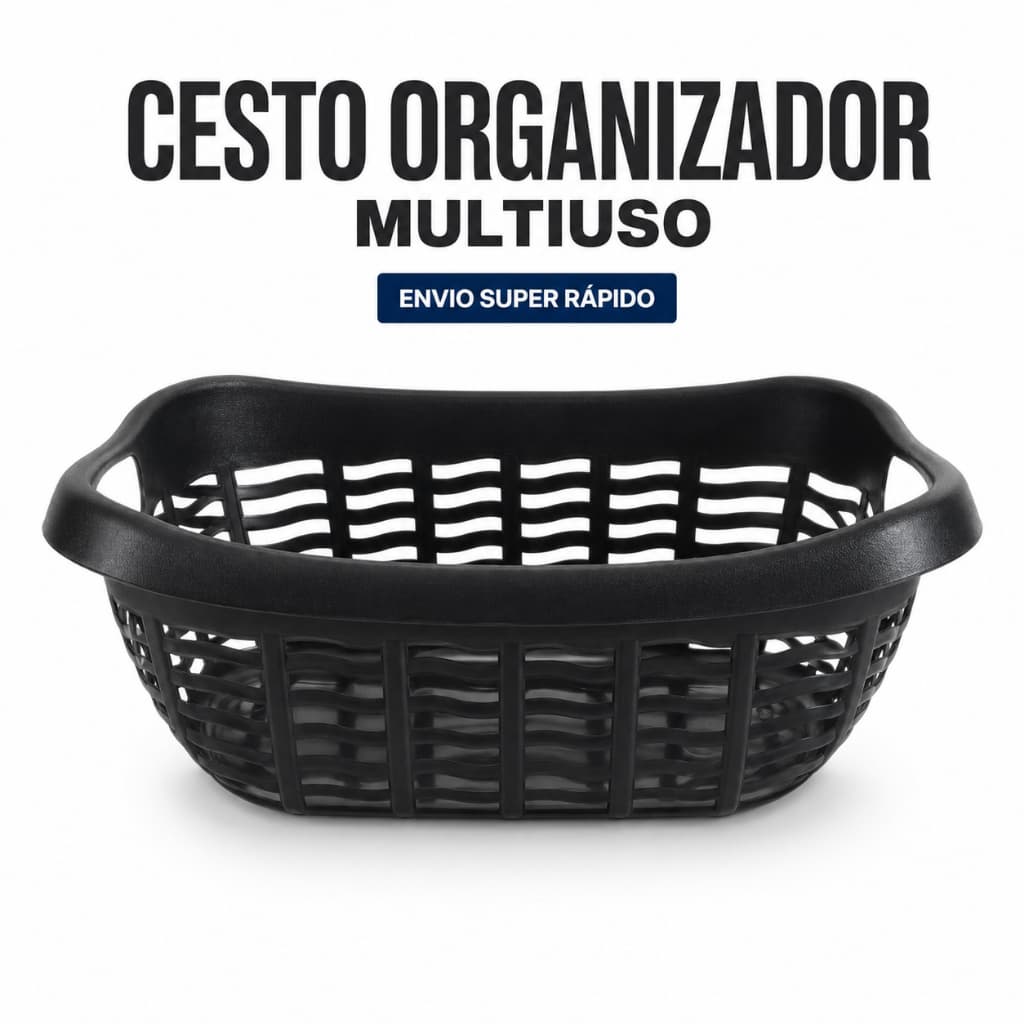 Cesto Organizador Multiuso Plástico Resistente Armário Cozinha Banheiro Escritório Lavanderia 26cm