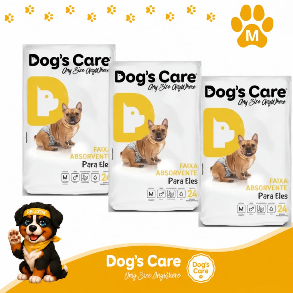 Fralda higiênica cães Pet descartável para cachorro Macho M kit 72 unidades Dogs care