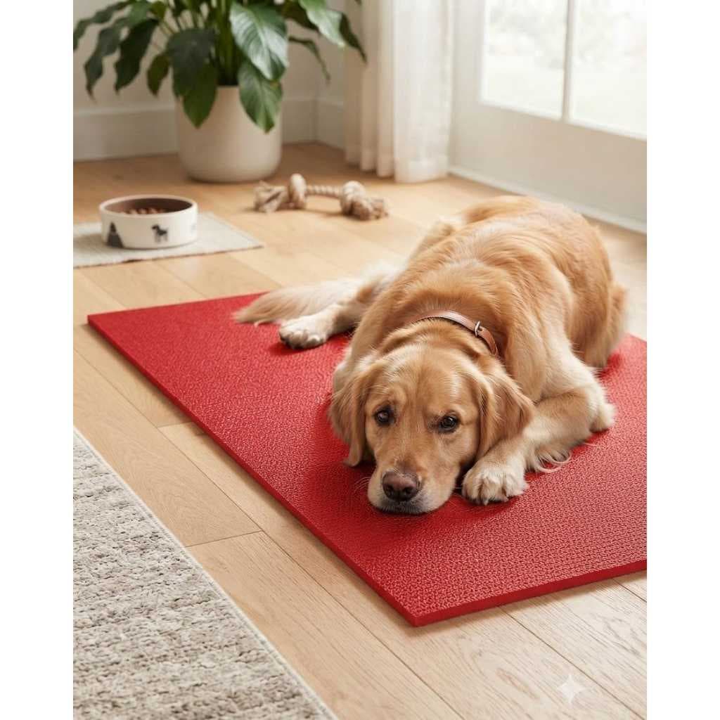 Colchonete Vermelho para Pets Antiderrapante Confortável Multiuso Base para Descanso, Casinha, Transporte, Treinamento