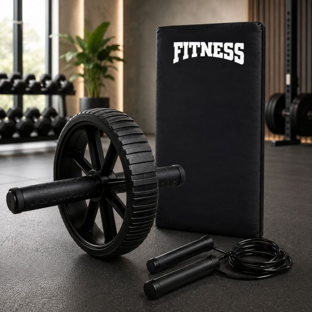 Kit Treino Funcional Roda Abdominal Corda Pular Colchonete Treino Academia Musculação Casa Profissional Envio Imediato