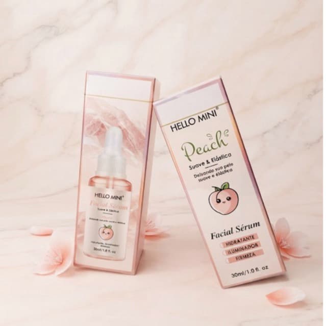 Sérum Facial Peach Pêssego Hello Mini 30ml - Hidratante Iluminador Firmeza Skincare Vitamina Anti-Idade