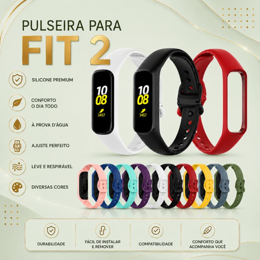 Pulseira de silicone para galaxy fit 2 samsung